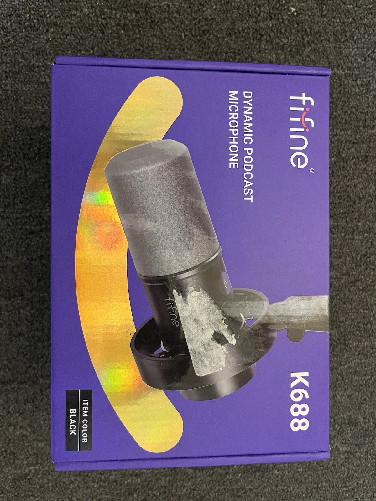 Fifine K688 Dynamic Podcast Microphone, Black, Dynamic Microphone Form Factor