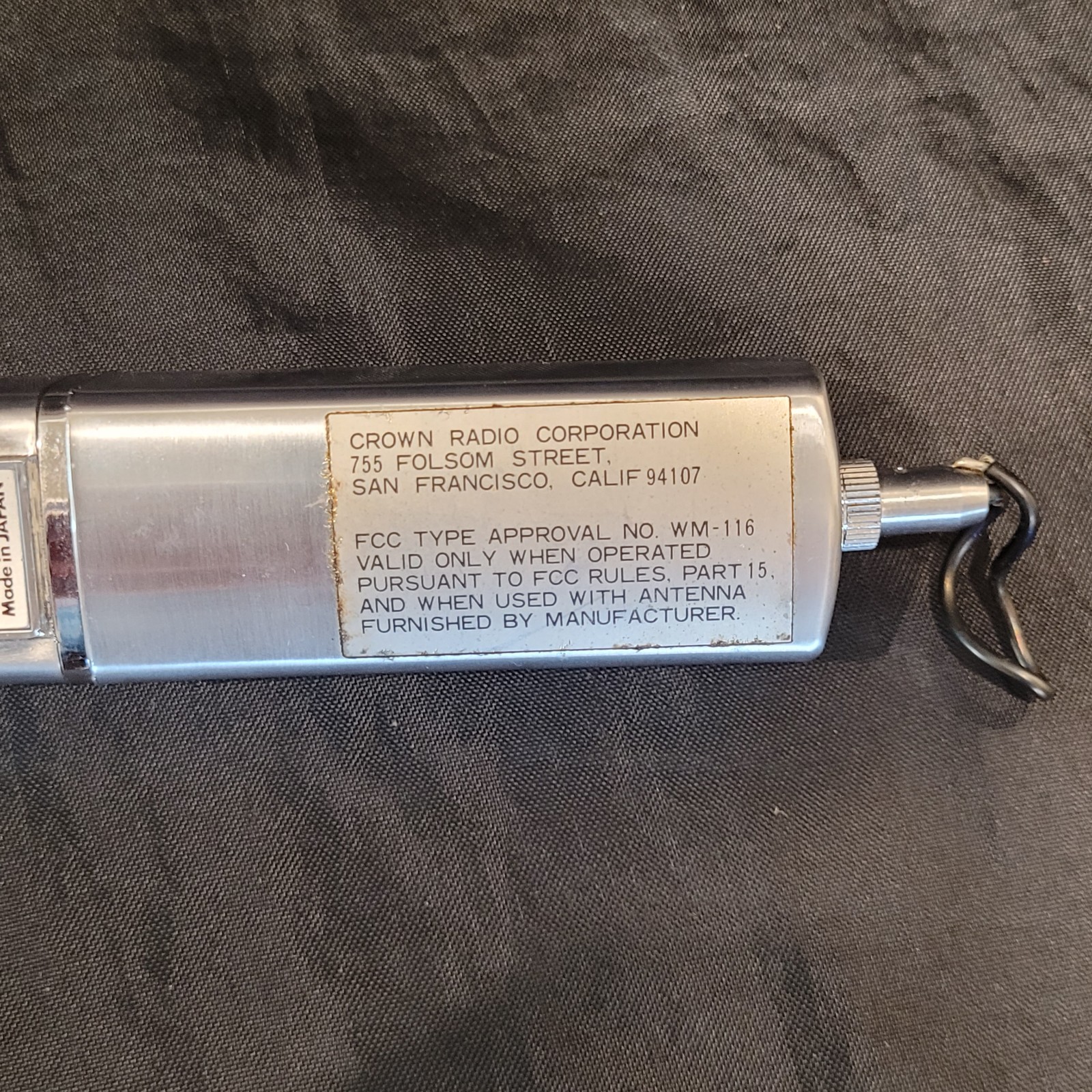 Vintage Crown Wireless Microphone Model MD-9W Japan