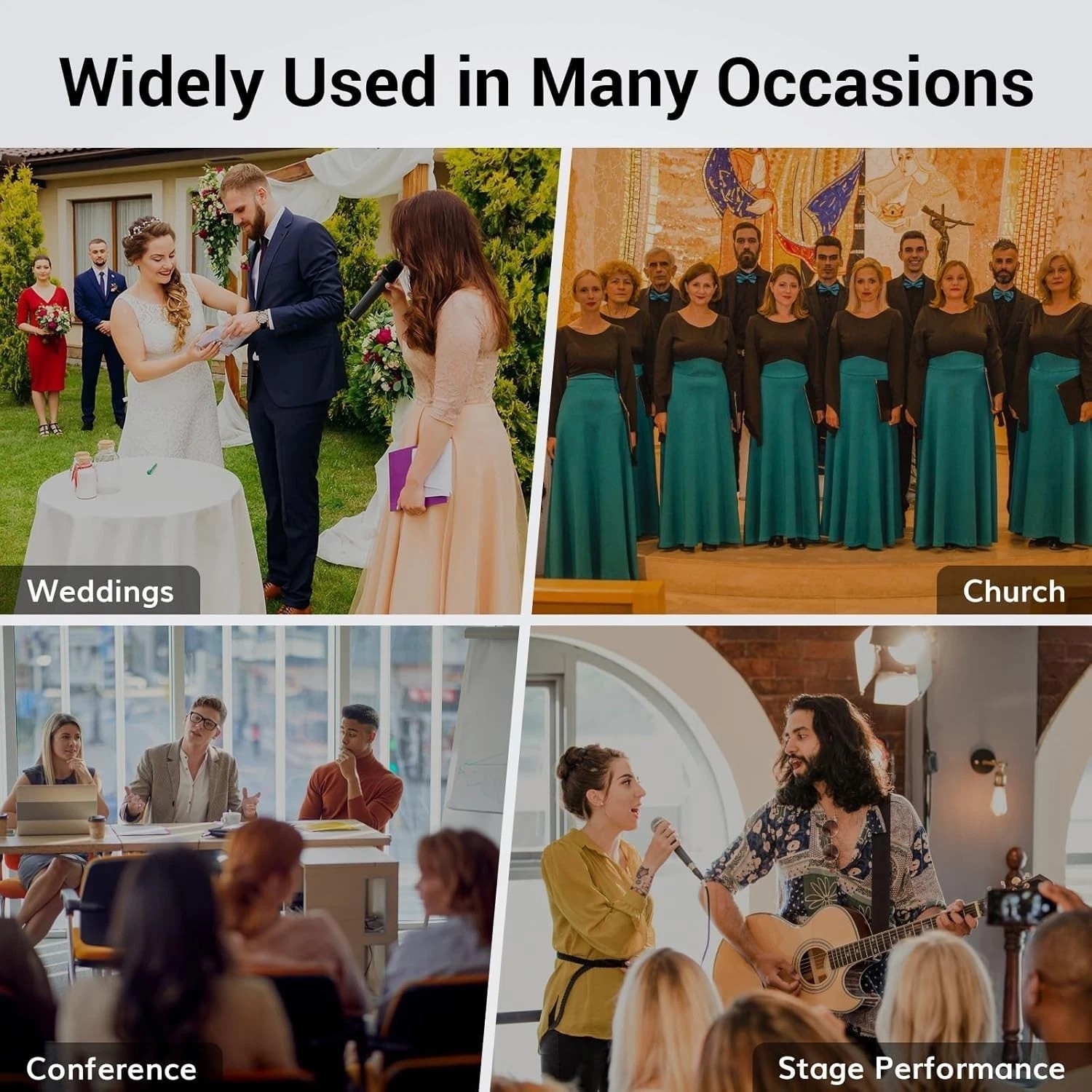 Wireless Mic Set with 60m Range for Meetings and Gym Classes