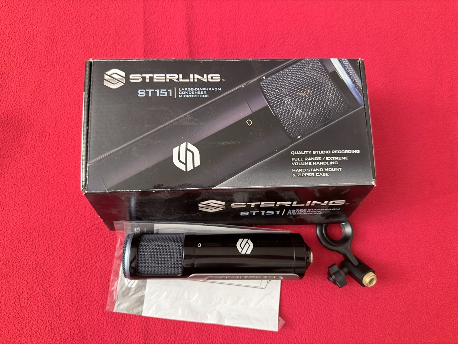 Sterling ST151 Large Diaphragm Condenser Microphone XLR w/ Stand Mount Case