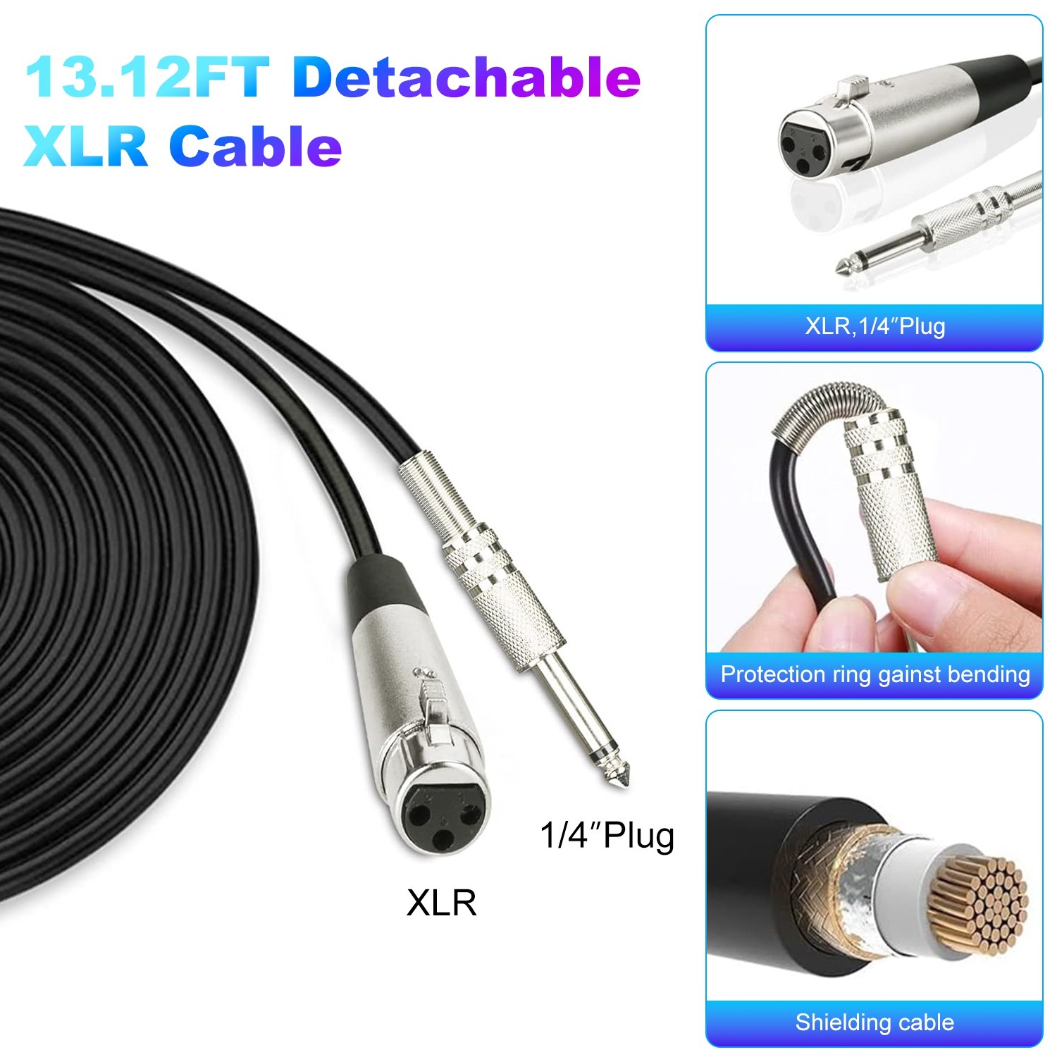 Pro Moving Dynamic Handheld Microphone with 13ft Cable Wired XLR Microphone