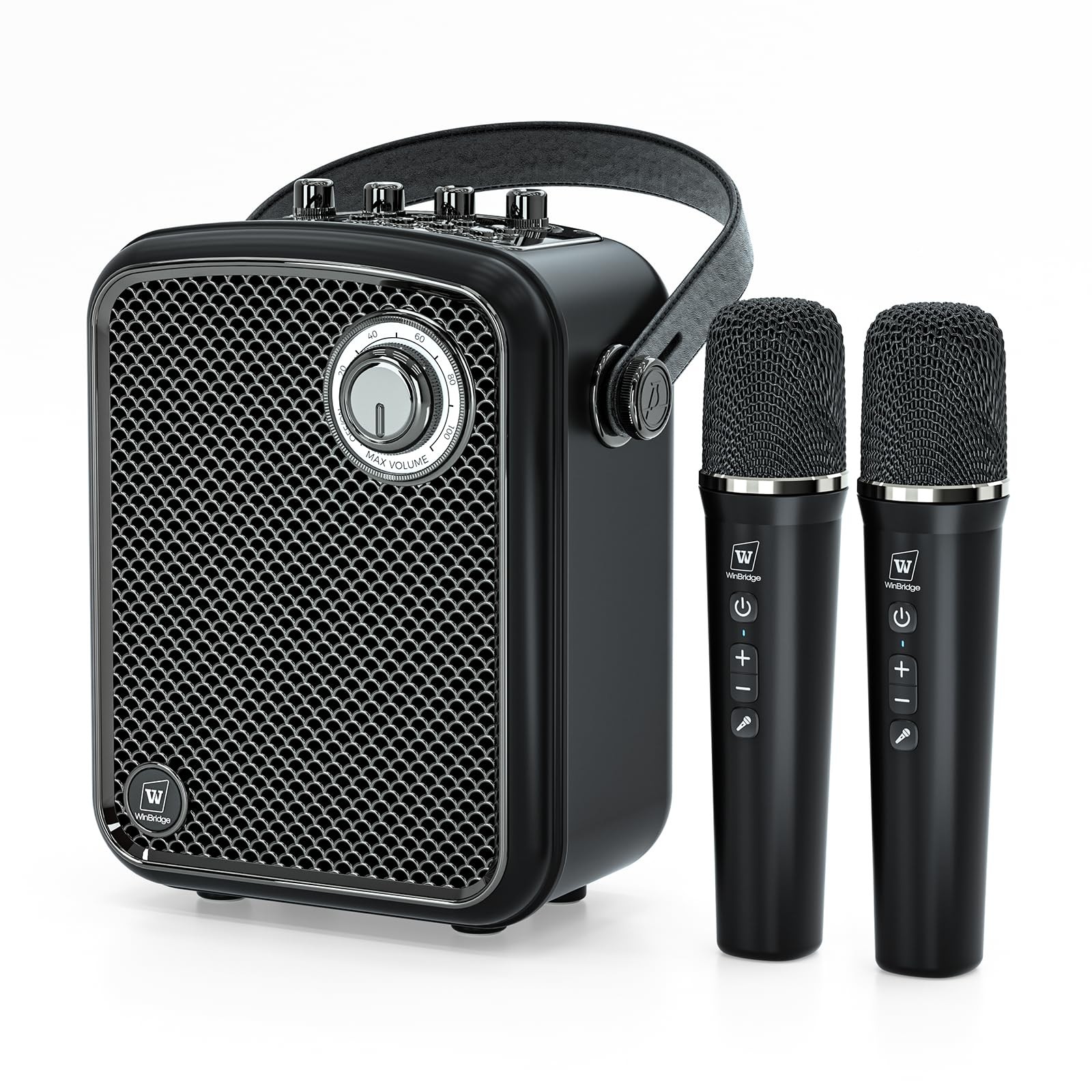 Voice Amplifier with 2 Wireless Microphones, 70W Portable Medium, Black