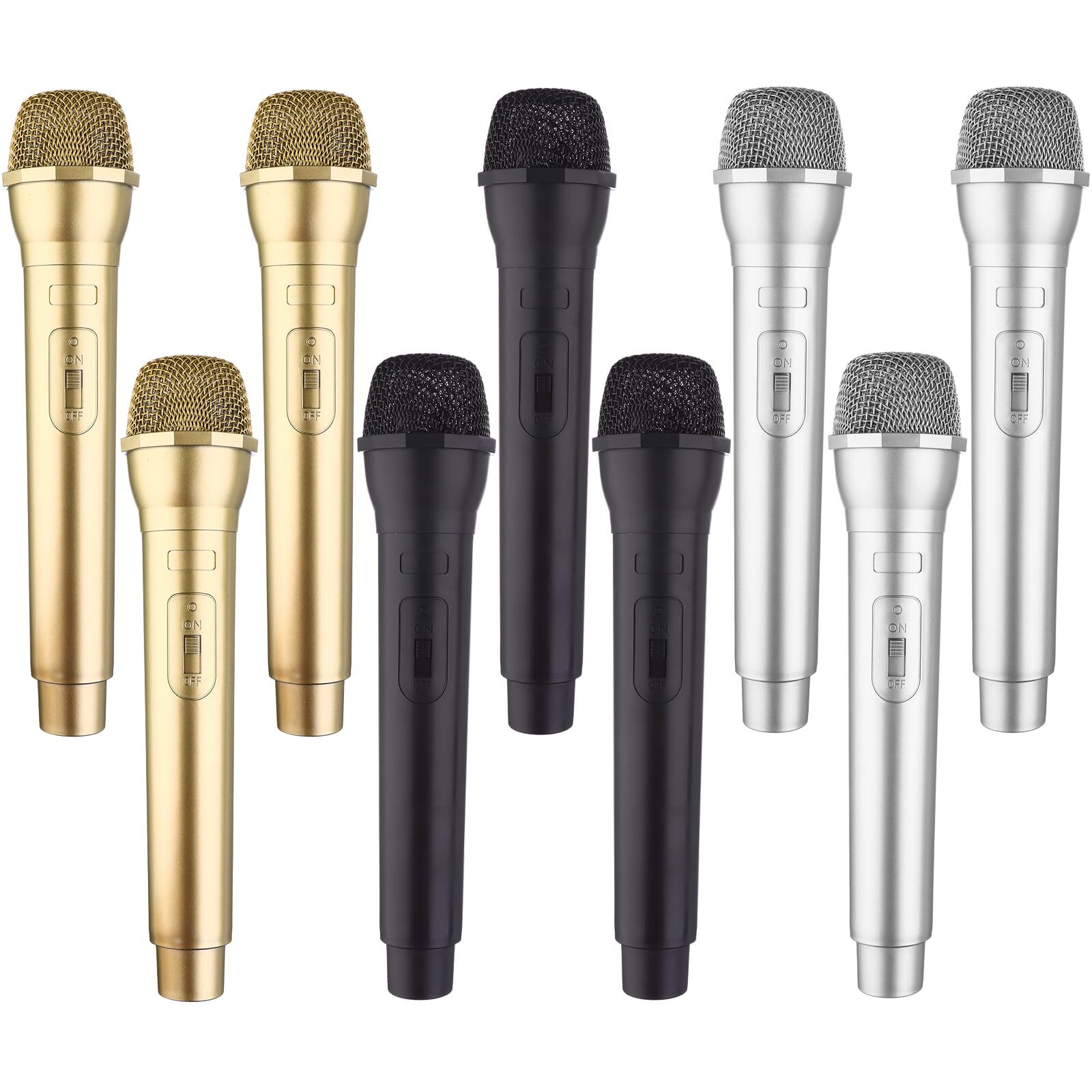 6PCS Fake Microphone Props Plastic Toy Play Mics Stage Karaoke Party 3 Colors