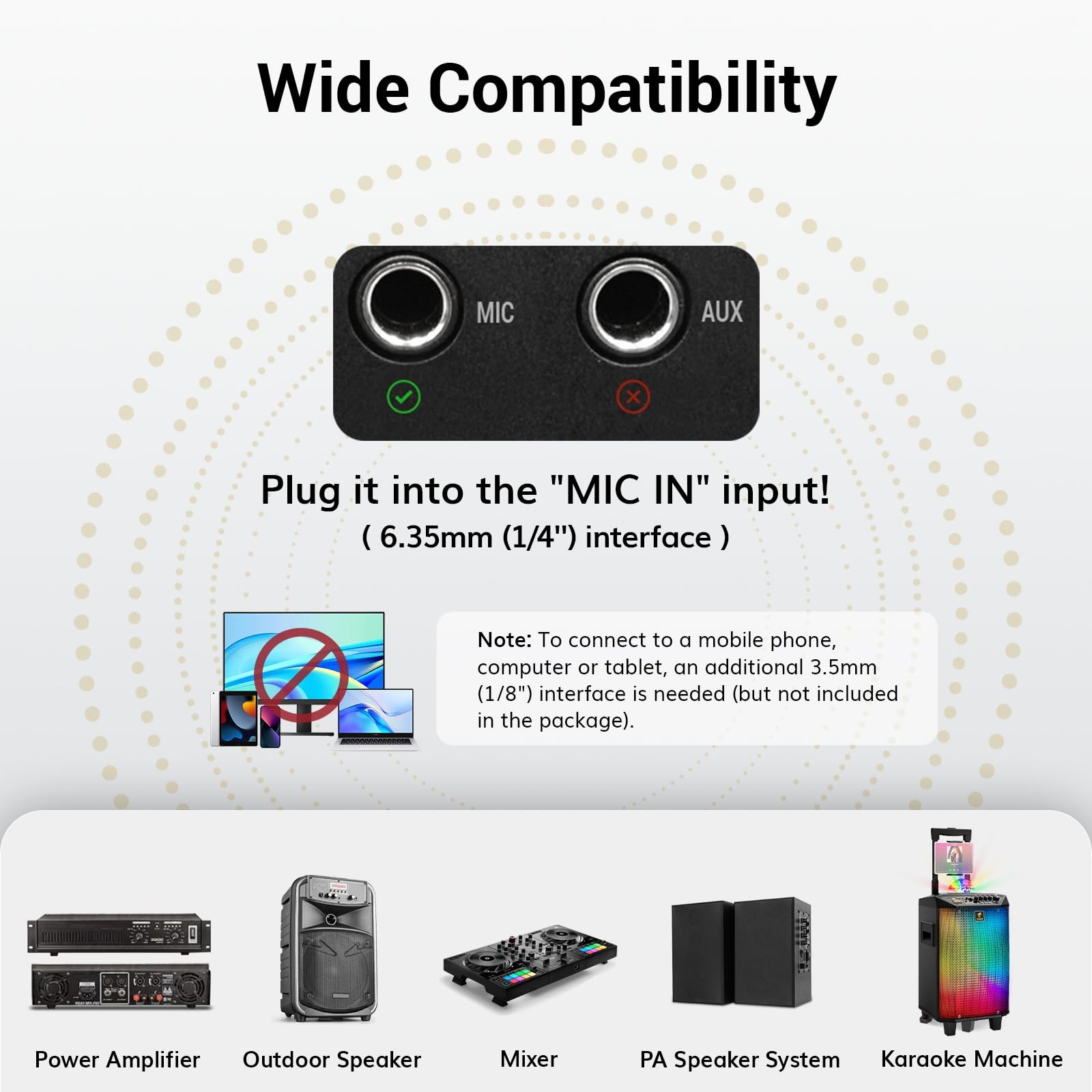 TONOR Wireless Microphones System with 4×10 Channels Cordless Handheld Gray