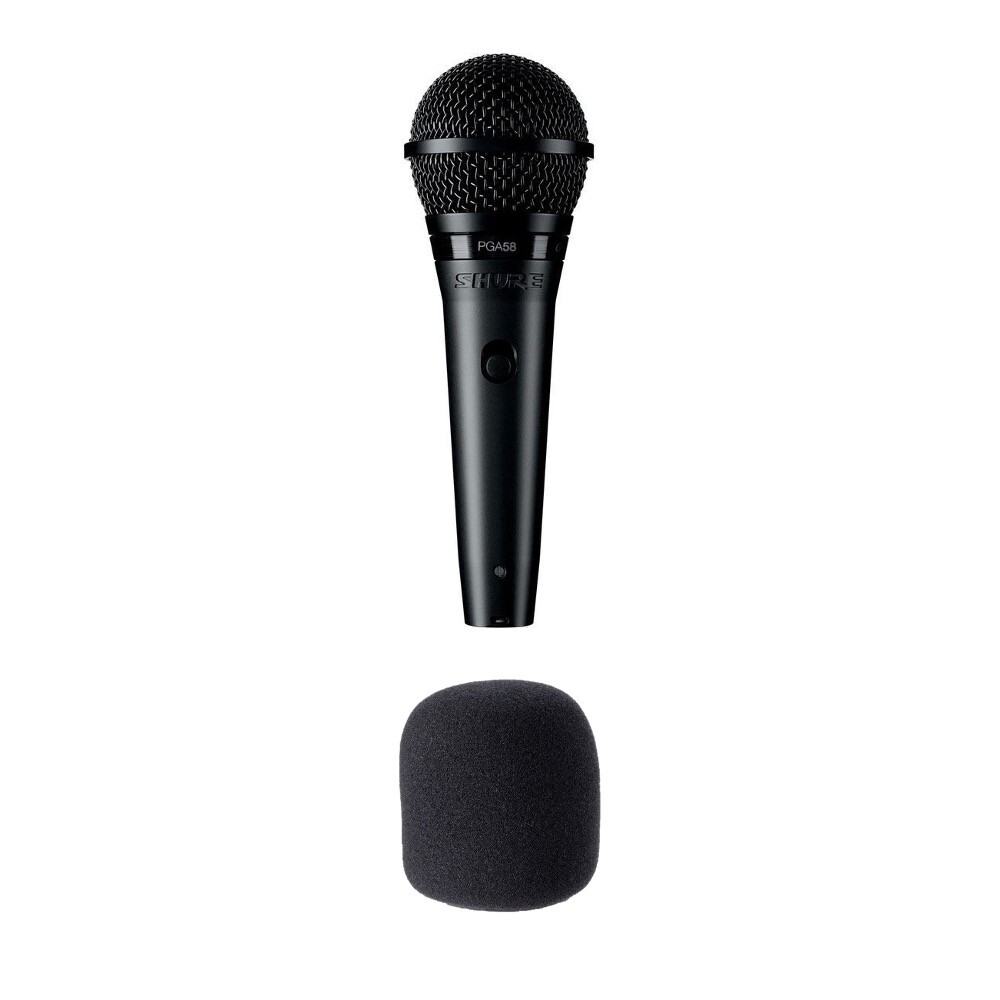 Shure PGA58-XLR Dynamic Vocal Mic w/ 15FT Cable + Pouch, Black Pop FIlter
