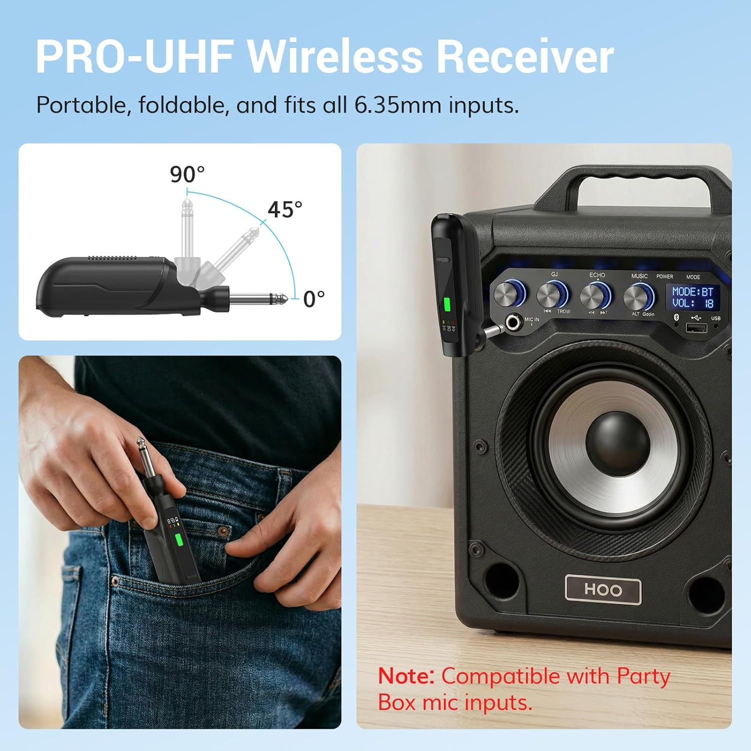 2.4G Dual Wireless Microphones, Rechargeable Cordless Handheld Microphones Syste