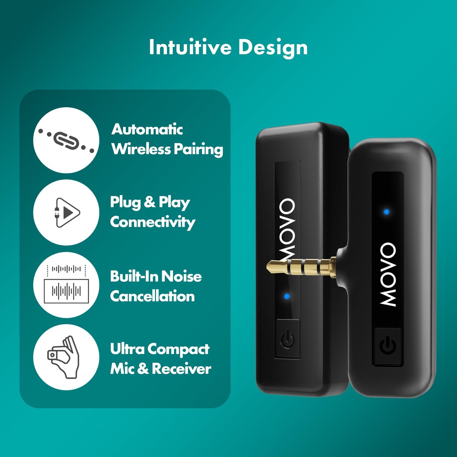Movo Wireless Mini Camera Microphone for Video Recording- 2.4Ghz Wireless