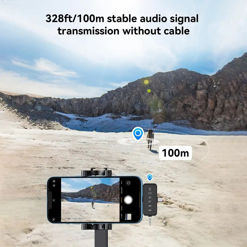 3 in 1 Microphone for iPhone/Android/Camera, Wireless Lavalier Microphone, 328ft