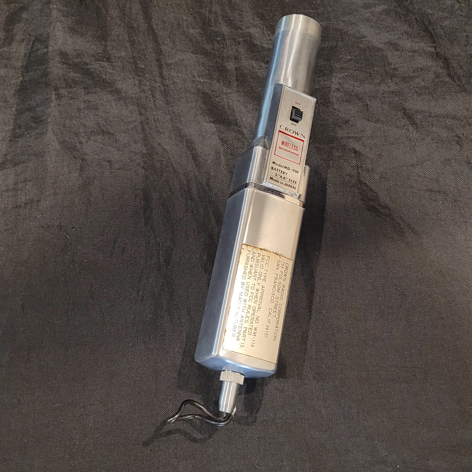 Vintage Crown Wireless Microphone Model MD-9W Japan