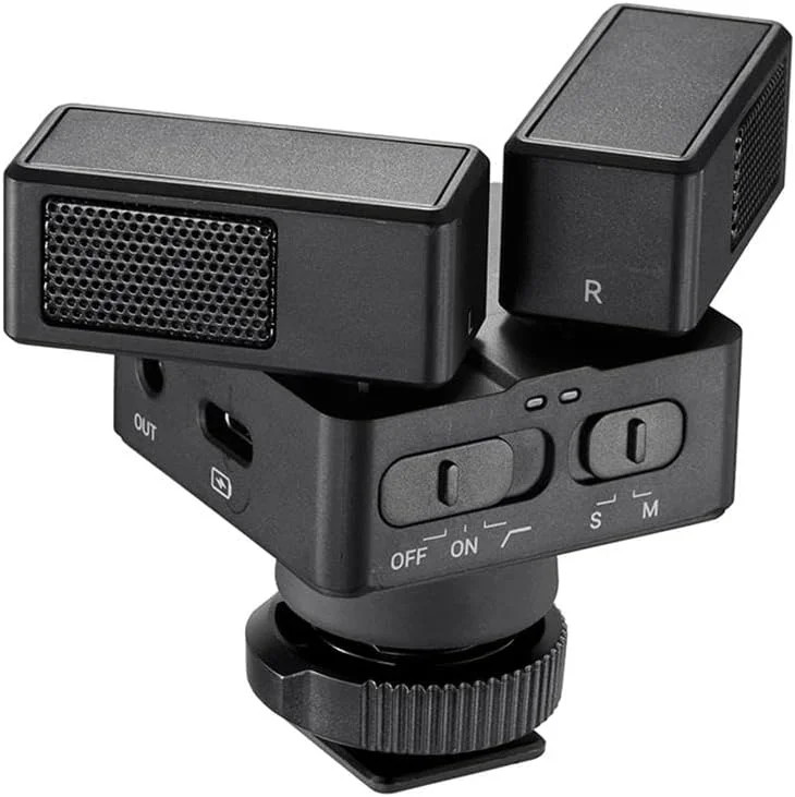 OC-D1 Stereo Dual Shotgun Mic for Camera Smartphone, Video Microphone with Shock