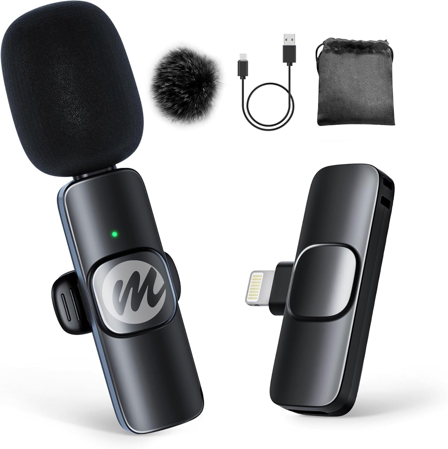 Moman Wireless Lavalier Microphone for iPhone Video Recording Interview Podcast