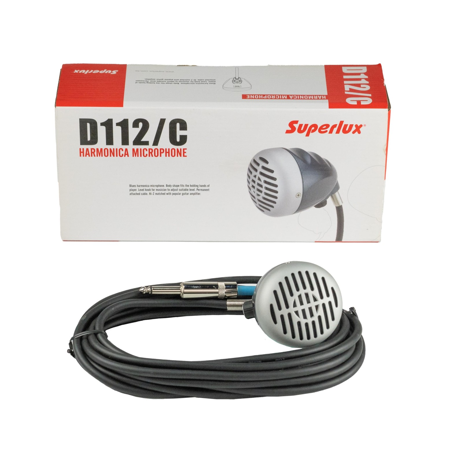 Black Hi Z Microphone For Blues Harmonica With Volume Control And Shielded Cable