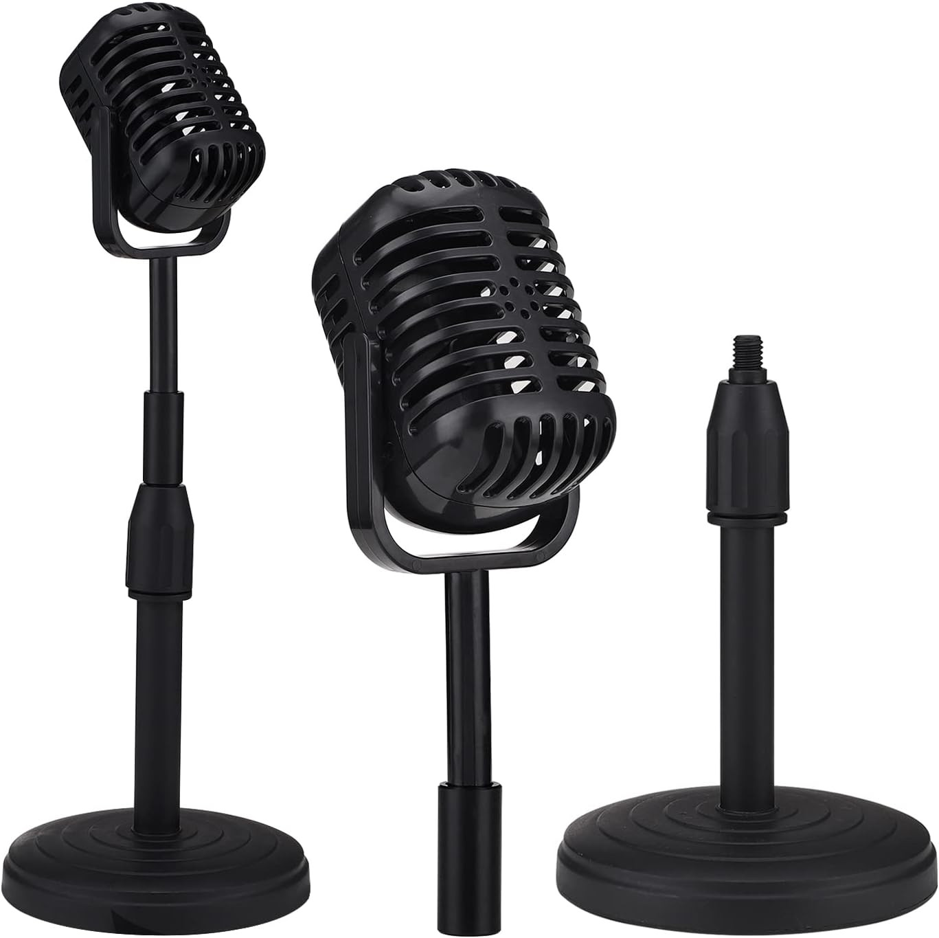 Vintage Desktop Microphone Prop Model with Adjustable Stand, Classic