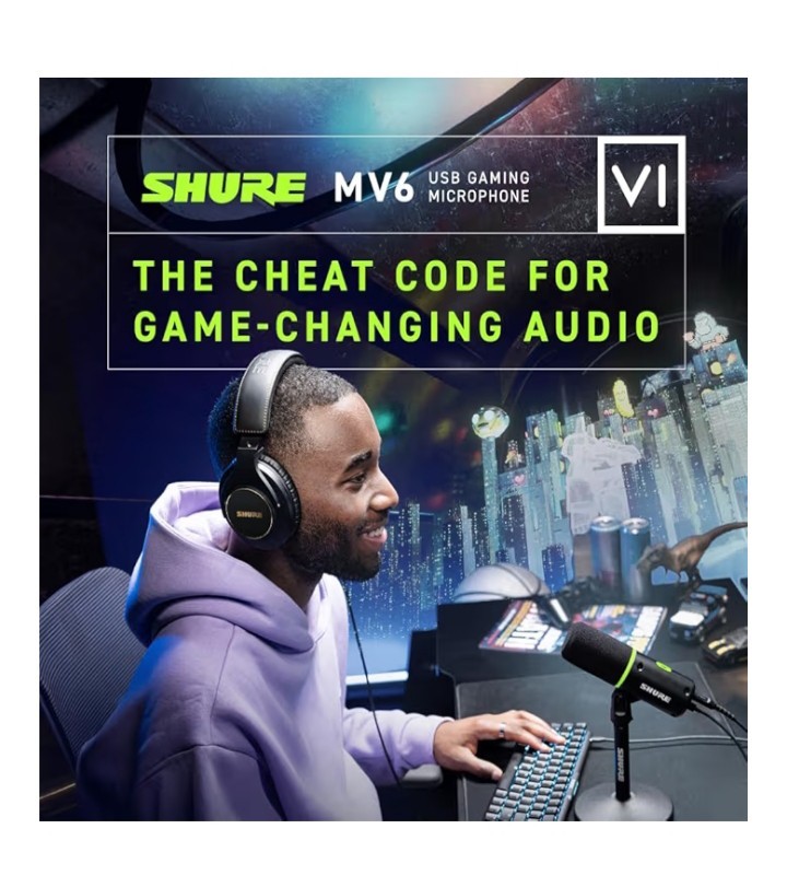 Shure MV6 USB Gaming Microphone for Streaming, Podcasting & Recording – Dynamic