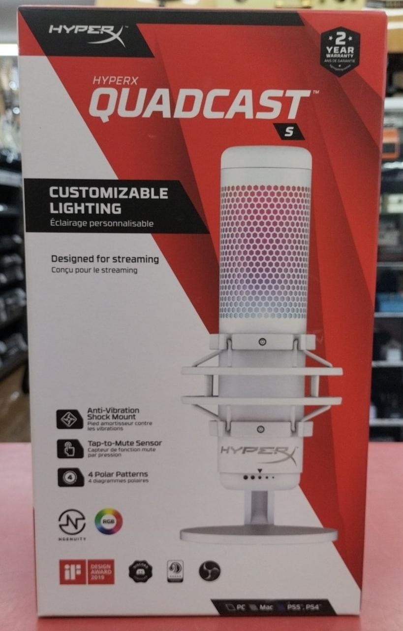 HyperX QuadCast S Standalone Microphone with RGB Lighting, White 519P0AA Japan