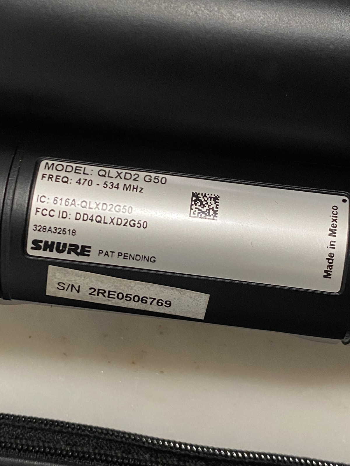 Shure QLXD2/SM58 Wireless Handheld Microphone Transmitter – G50 Band 470-534MHz