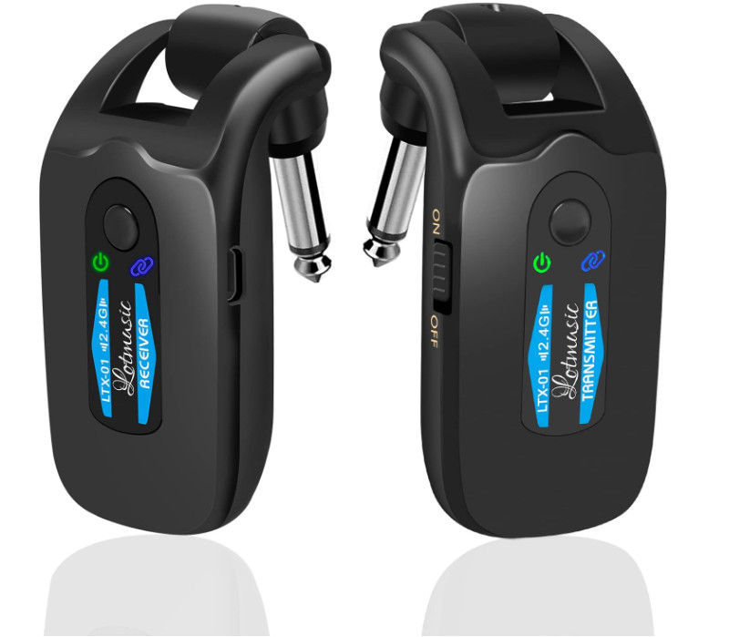 Sistema Inalámbrico 2.4GHz para Guitarra, Transmisor y Receptor Recargable de 4