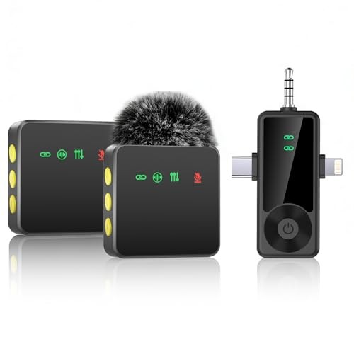 3-in-1 Wireless Microphone for iPhone/Android/Camera with Noise Black