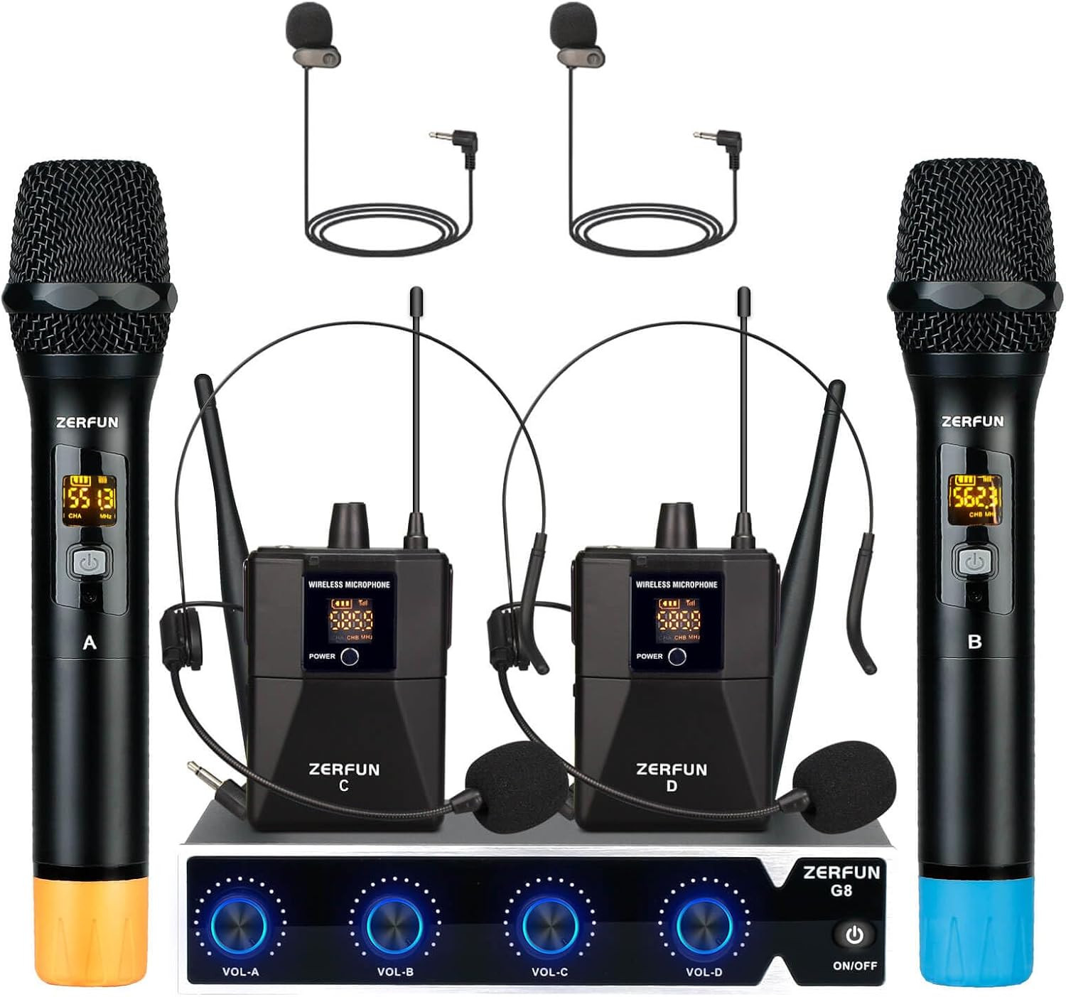 4-Channel Pro Wireless Microphone System for Karaoke & Church Events