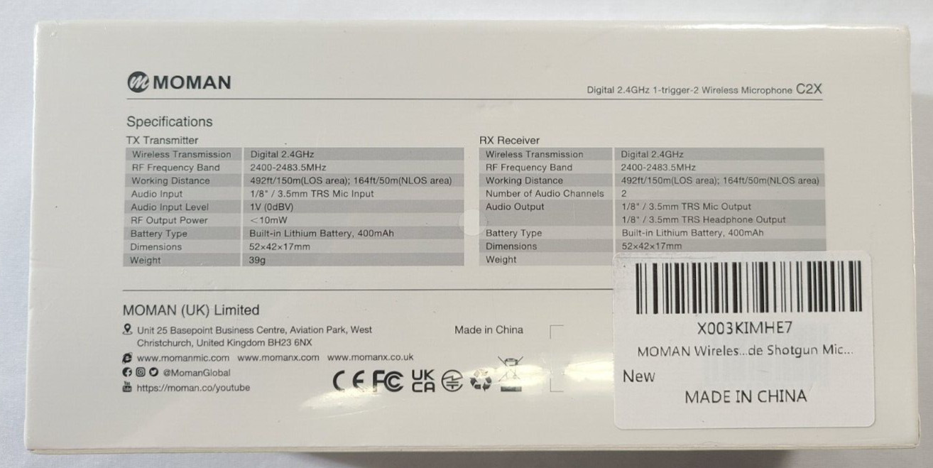 Moman C2X Digital 2.4GHz 1-trigger 2-Wireless Microphone