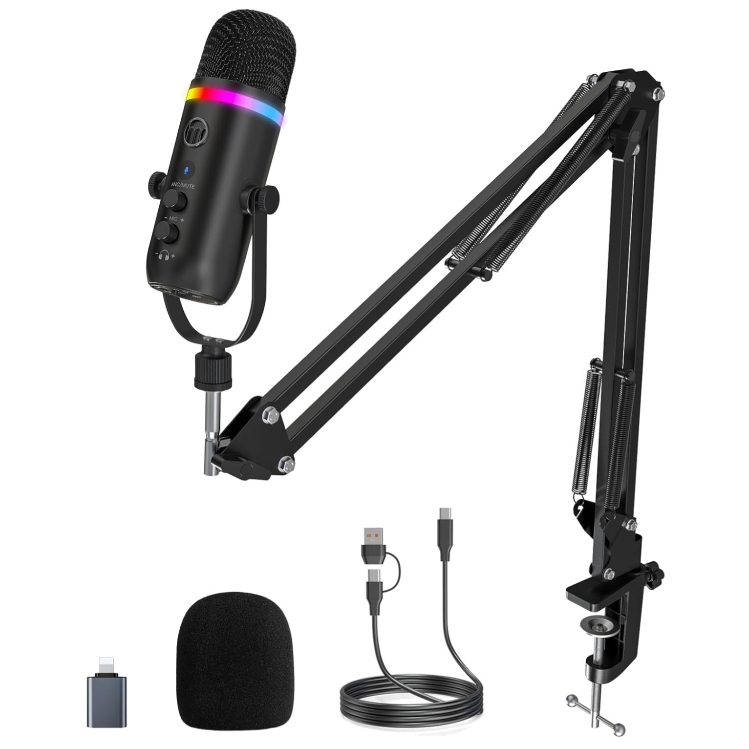 Instant Mute Gaming Microphone with Real-Time Monitoring