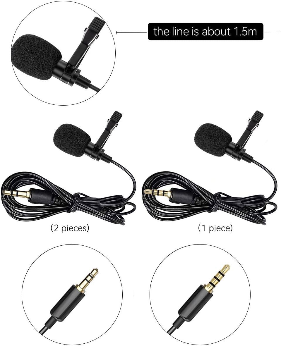 Omnidirectional Clip-On Lavalier Microphone for Smartphone & Camera – 3 Pack
