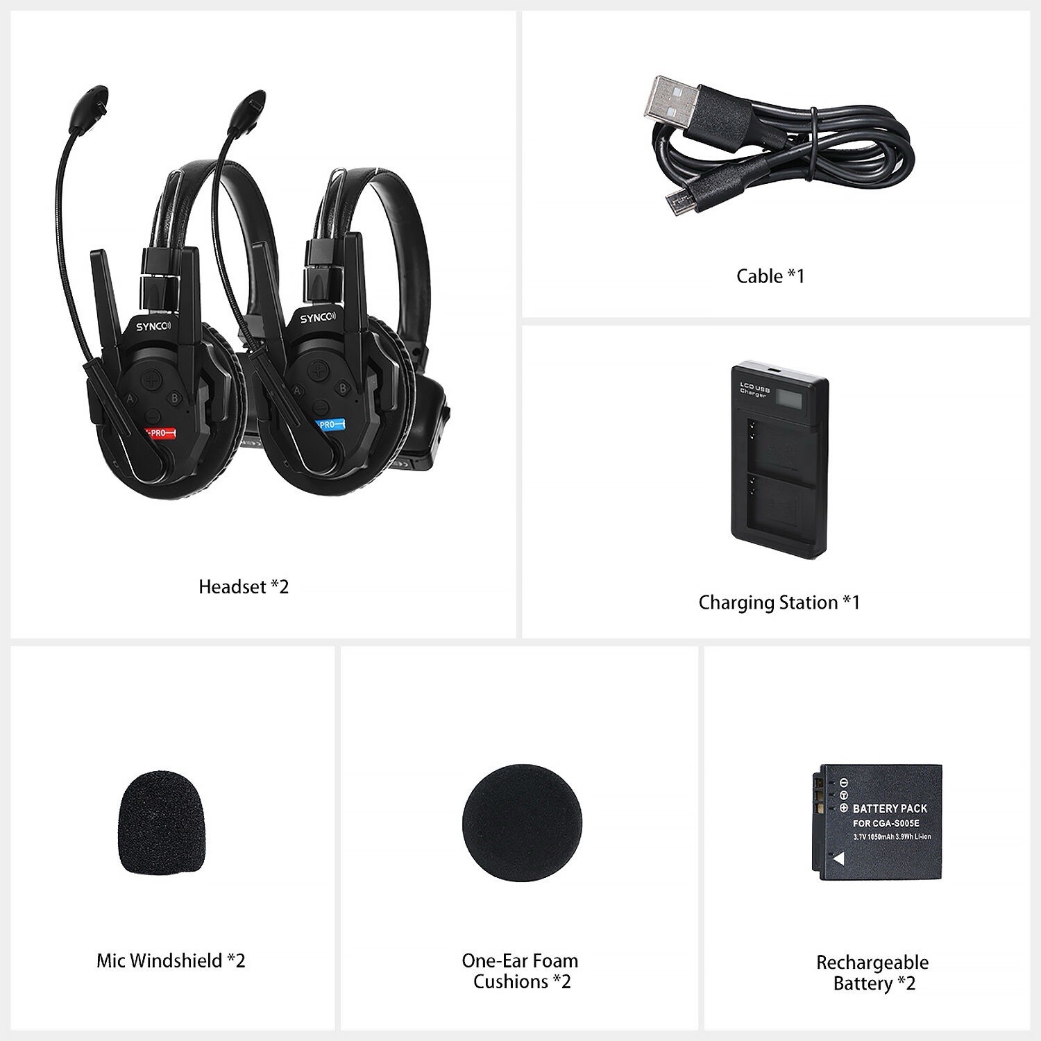 SYNCO XTALK XPRO2 Wireless Communication Headsets 2.4GHz 500m/1640ft 2 Person