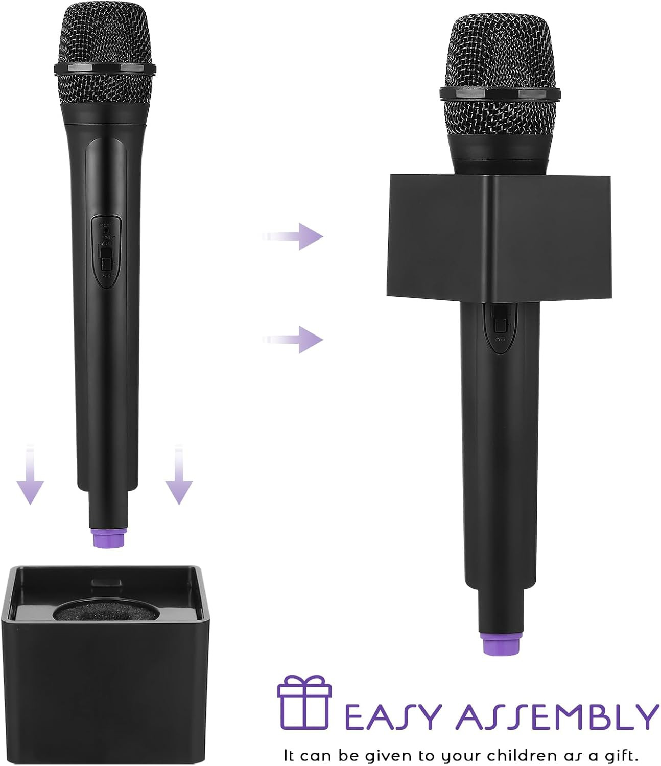 Fake Microphone Props for Kids Plastic Microphone Toy with Flags Square Cube Sta