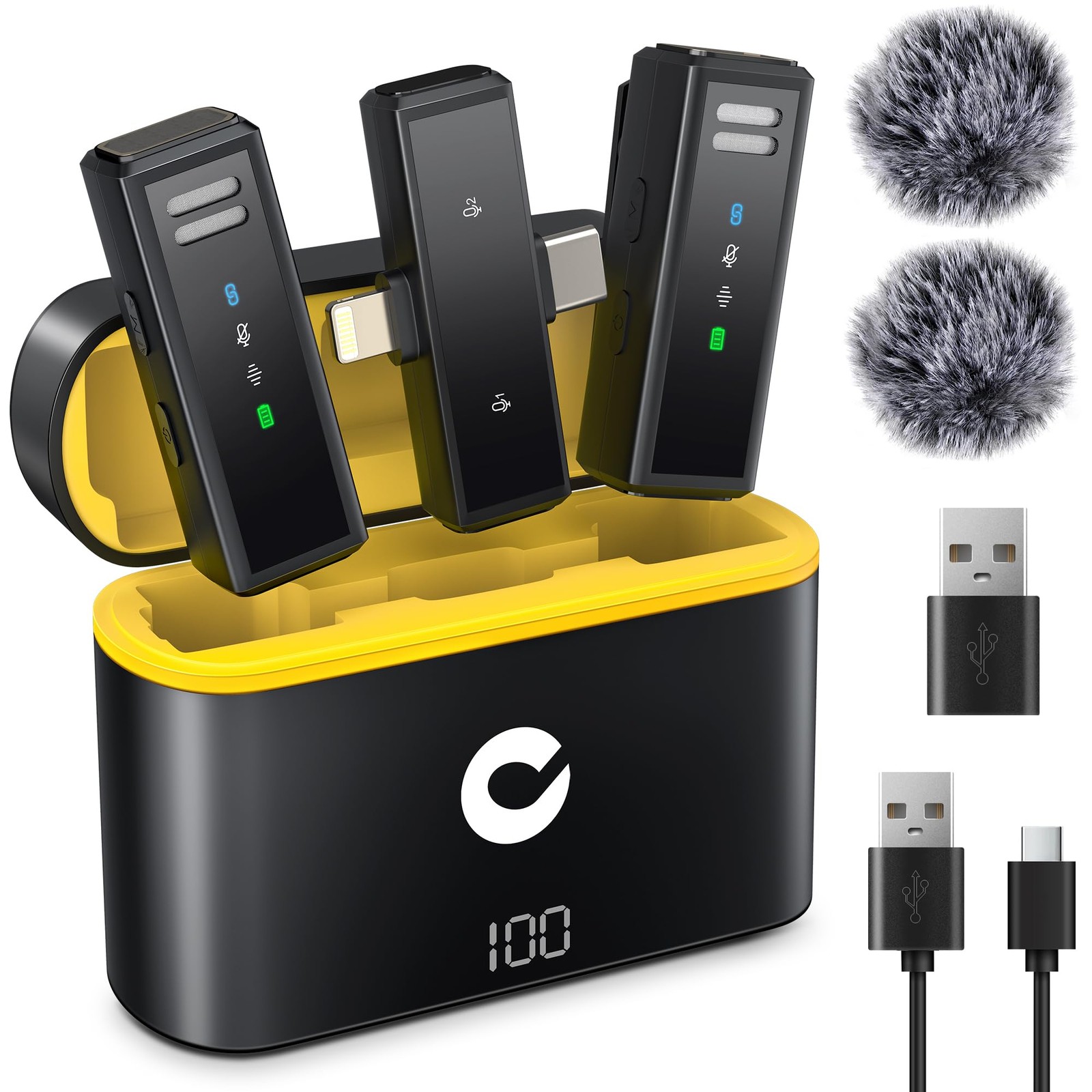 CAHAYA Microphon Charging Case 3-in1 USB-C/Lightning for PC iPhone 24H Battery