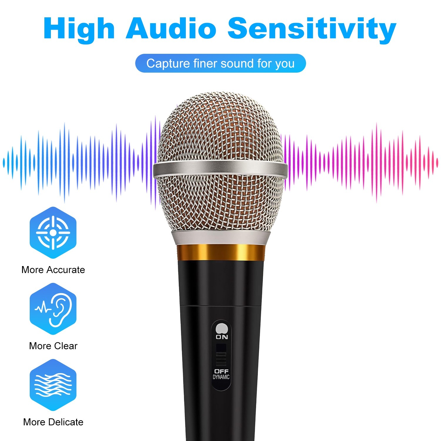 Pro Moving Dynamic Handheld Microphone with 13ft Cable Wired XLR Microphone