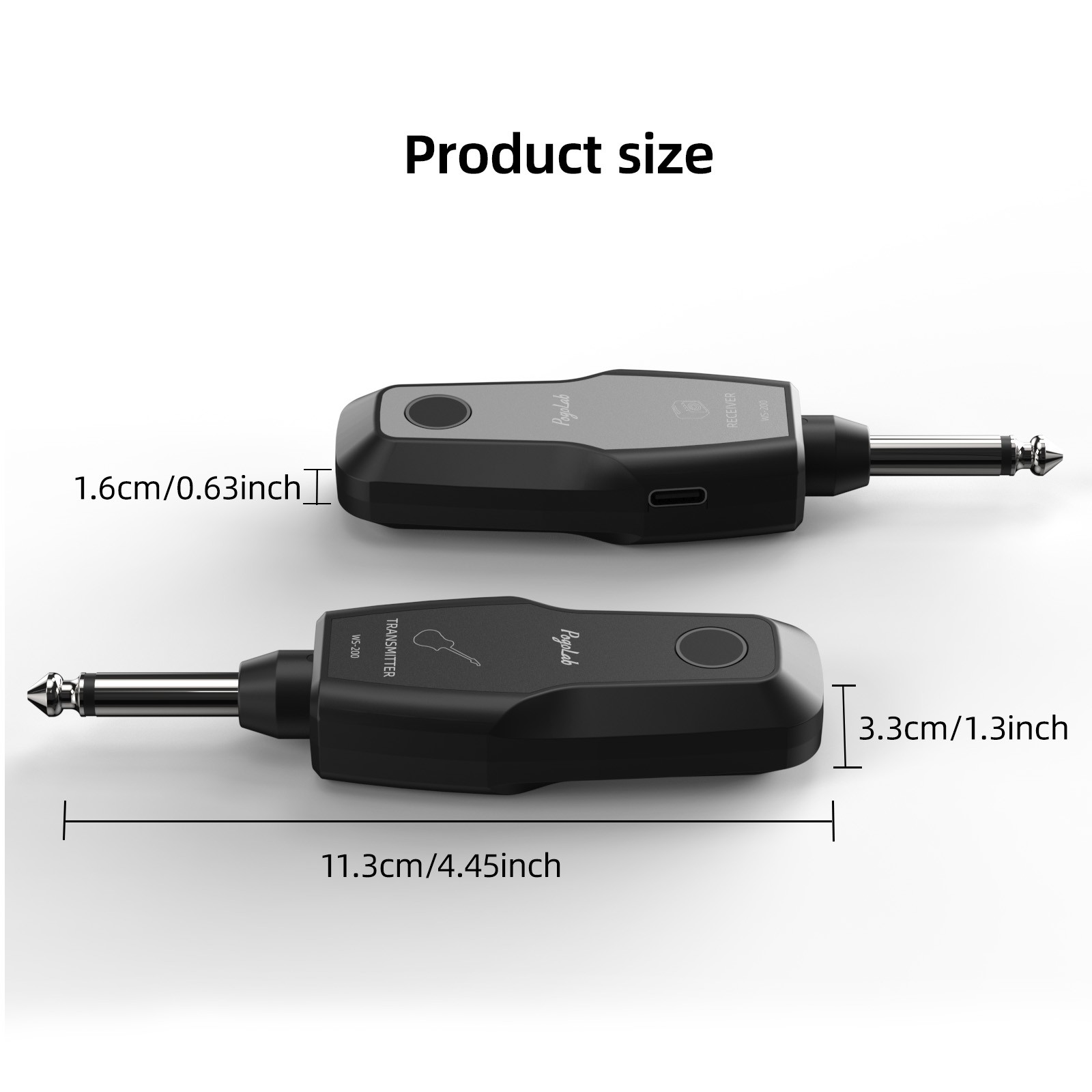 2.4G Wireless Guitar System Transmitter Receiver 48KHz 24-Bit Rechargeable 30M
