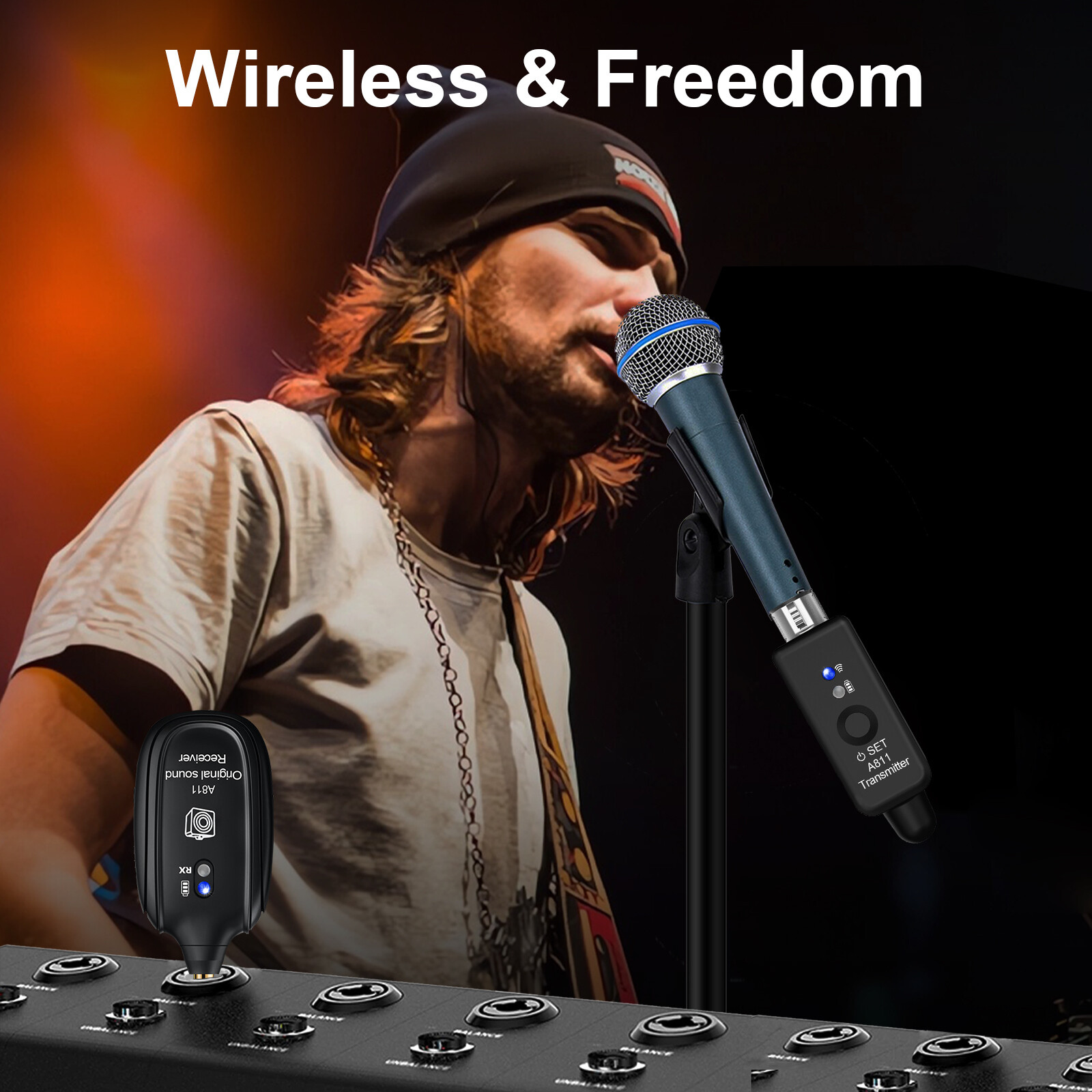 2.4GHz Wireless Microphone Converter XLR Transmitter Receiver Microphone System