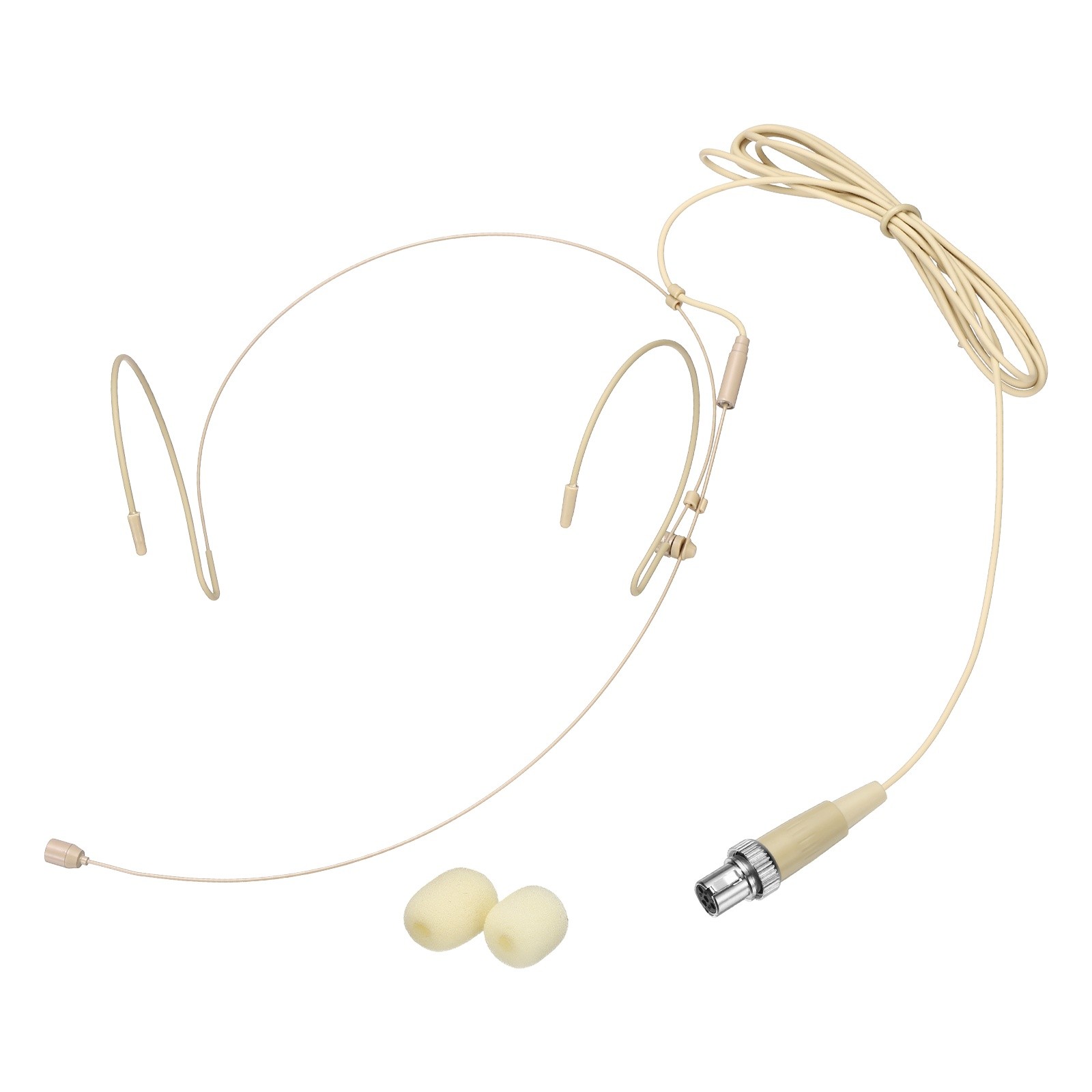 Ear Hook Microphone, Double Ear Headset with Mini XLR 4 Pin Screw Plug, Beige