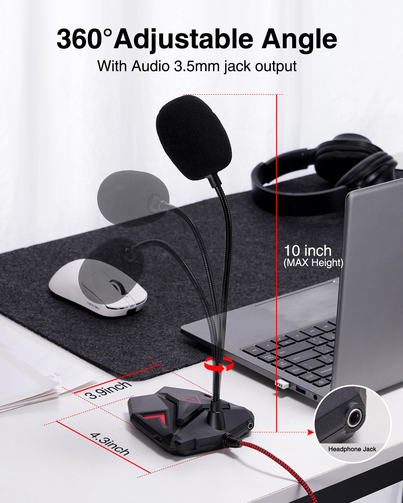 JAMELO USB Computer Microphone Desktop PC Condenser Mic for YouTube, Mute Button