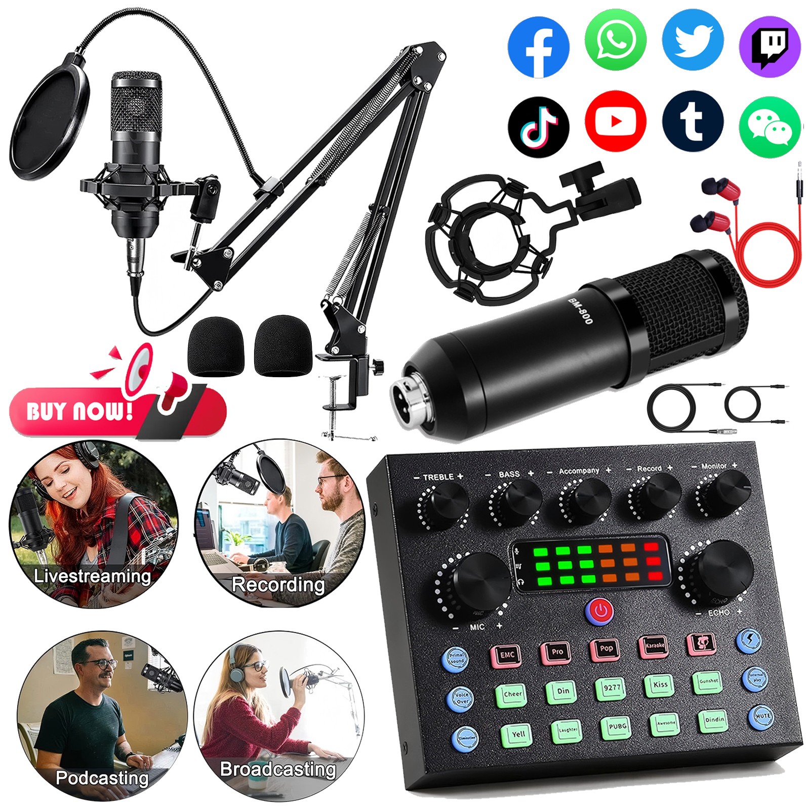 Home Audio Mixer Kit Sound Card Podcast For Live Game Music Record Condencer Mic