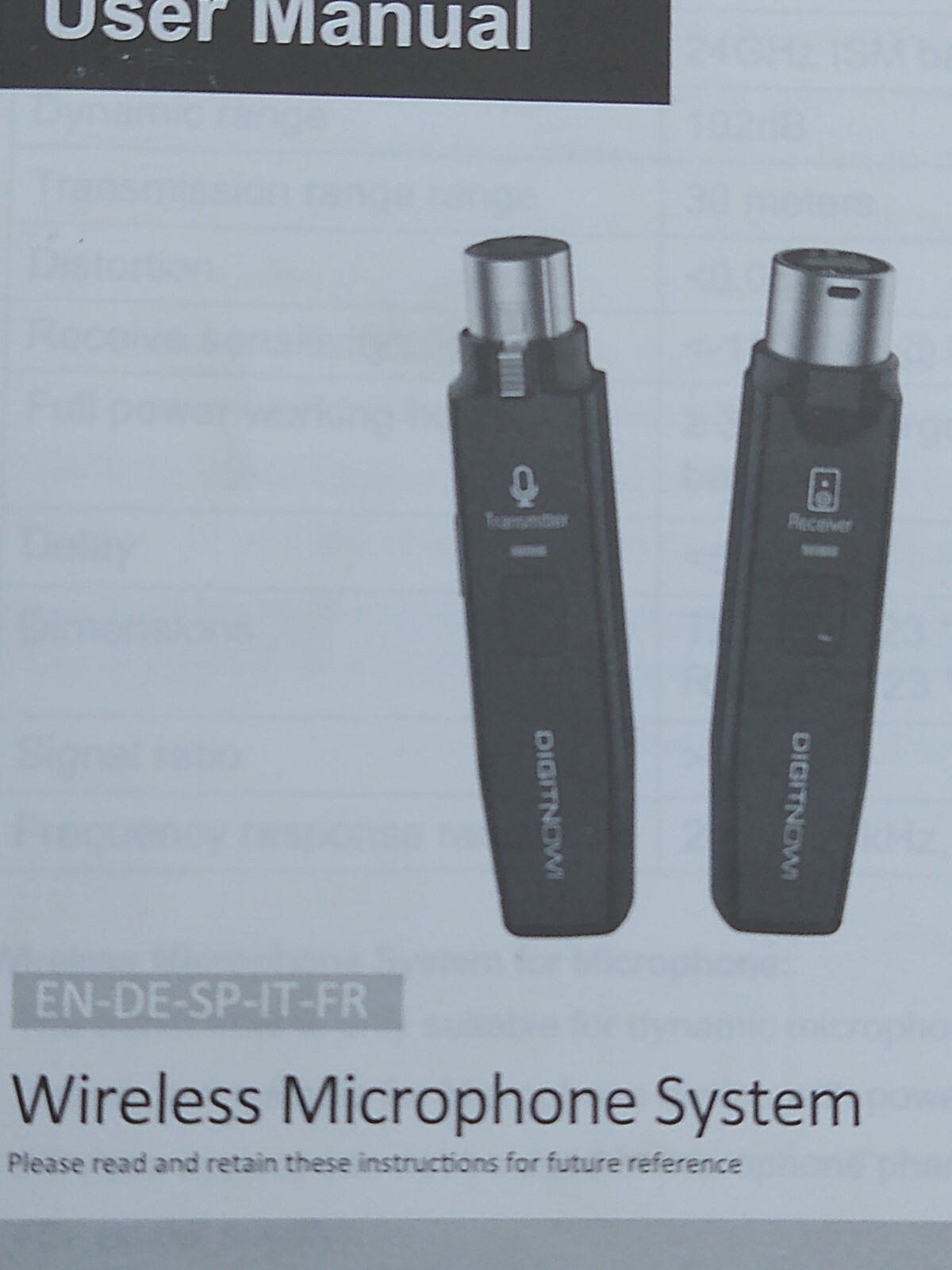 Microphone Wireless System 2.4GHz Wireless Mic Adapter,Rechargeable Wireless XLR