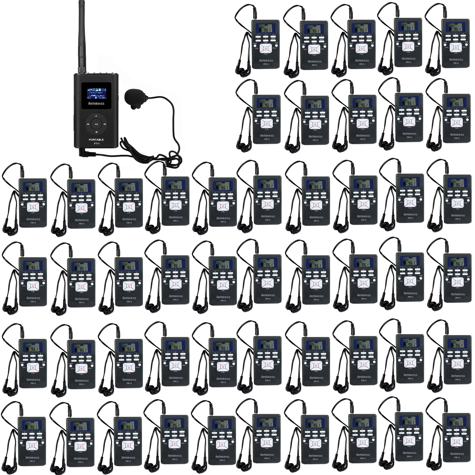 Retekess Tour Guide System Wireless Microphone Transmitter 50 Receiver Church US