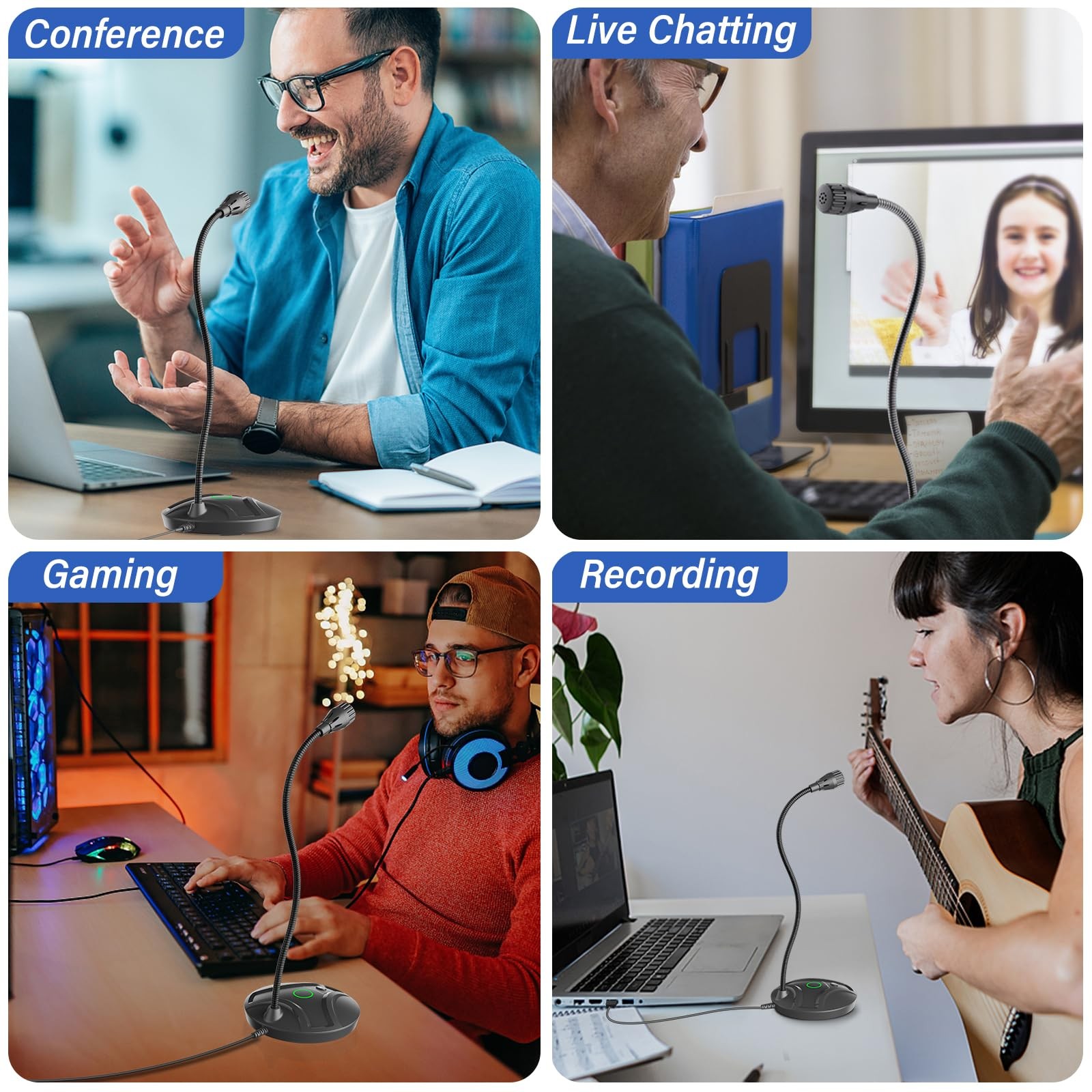CMOCIIY Plug & Play USB Computer Microphone, Flexible Gooseneck & Mute Button…
