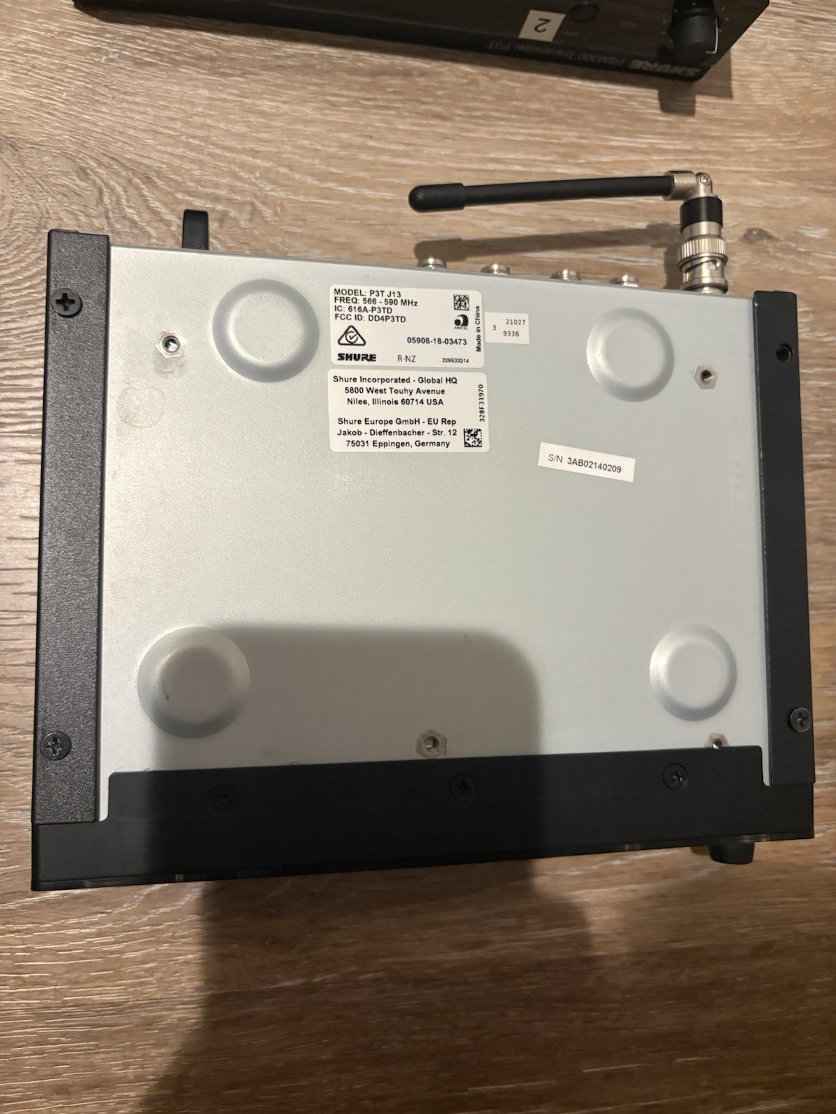 Shure PSM300 Transmitter P3T – Frequency J13 566-590 MHz – Working – No Cables