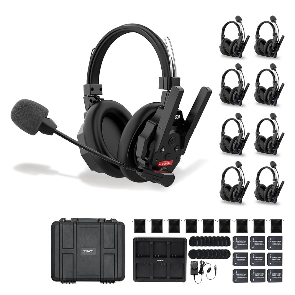 SYNCO XTALK XMAX Wireless Intercom Headset System 500m/1640ft Dual Ear 9Pcs/Set