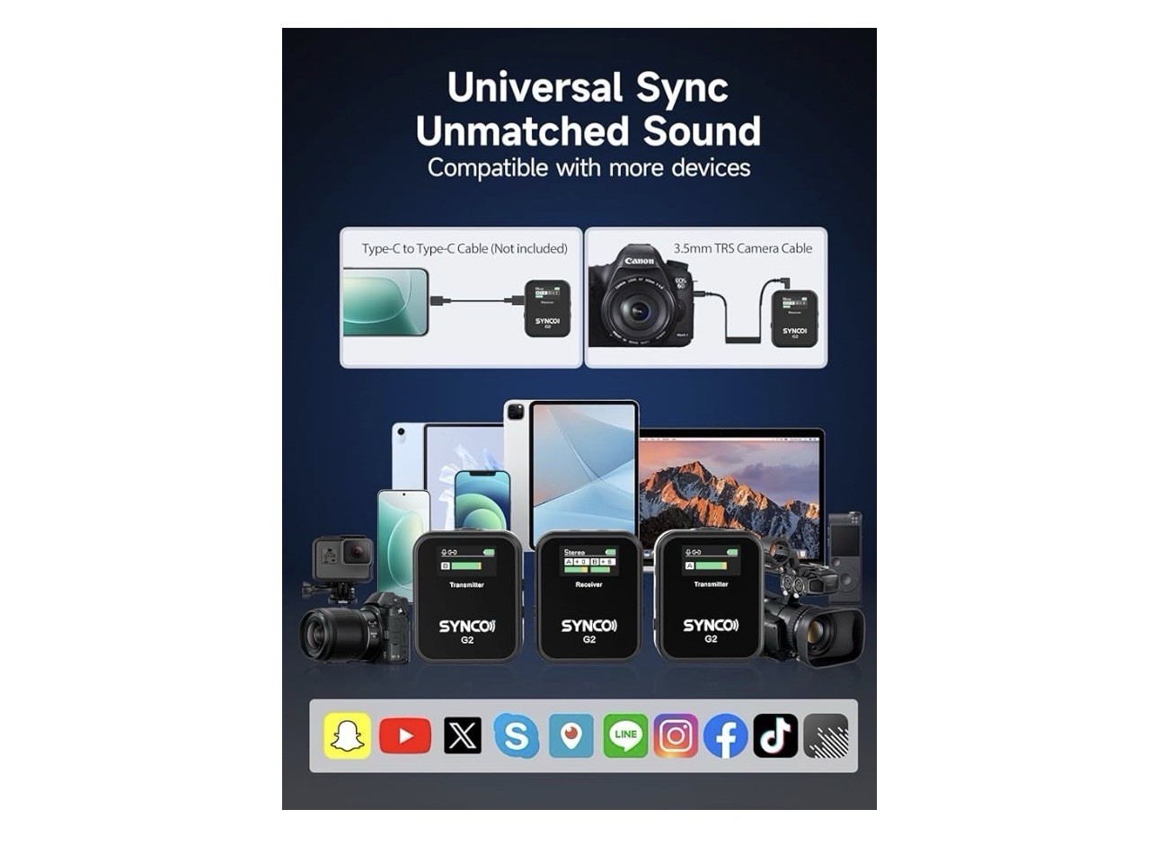 SYNCO G2 (A2) Series Digital 2.4GHz 2-Person Wireless Microphone System NEW*Read