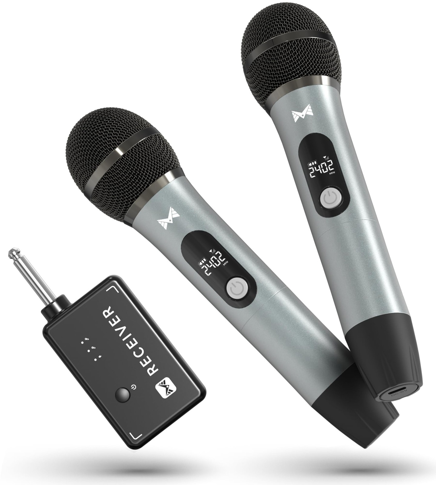 2 PCS Rechargeable Dynamic Wireless Microphones Receiver 200 FT 40 H Karaoke