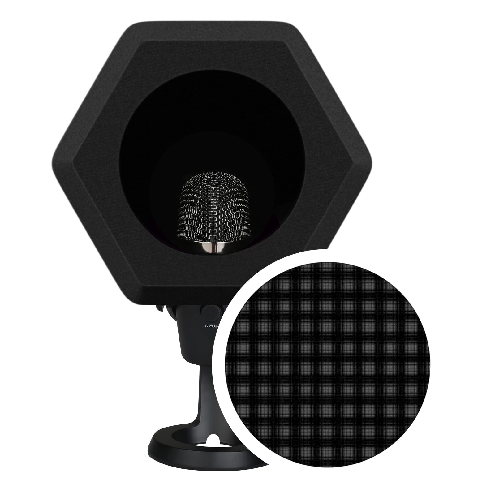 Professional Microphone Isolation Ball with 2-Layered Pop Medium, black