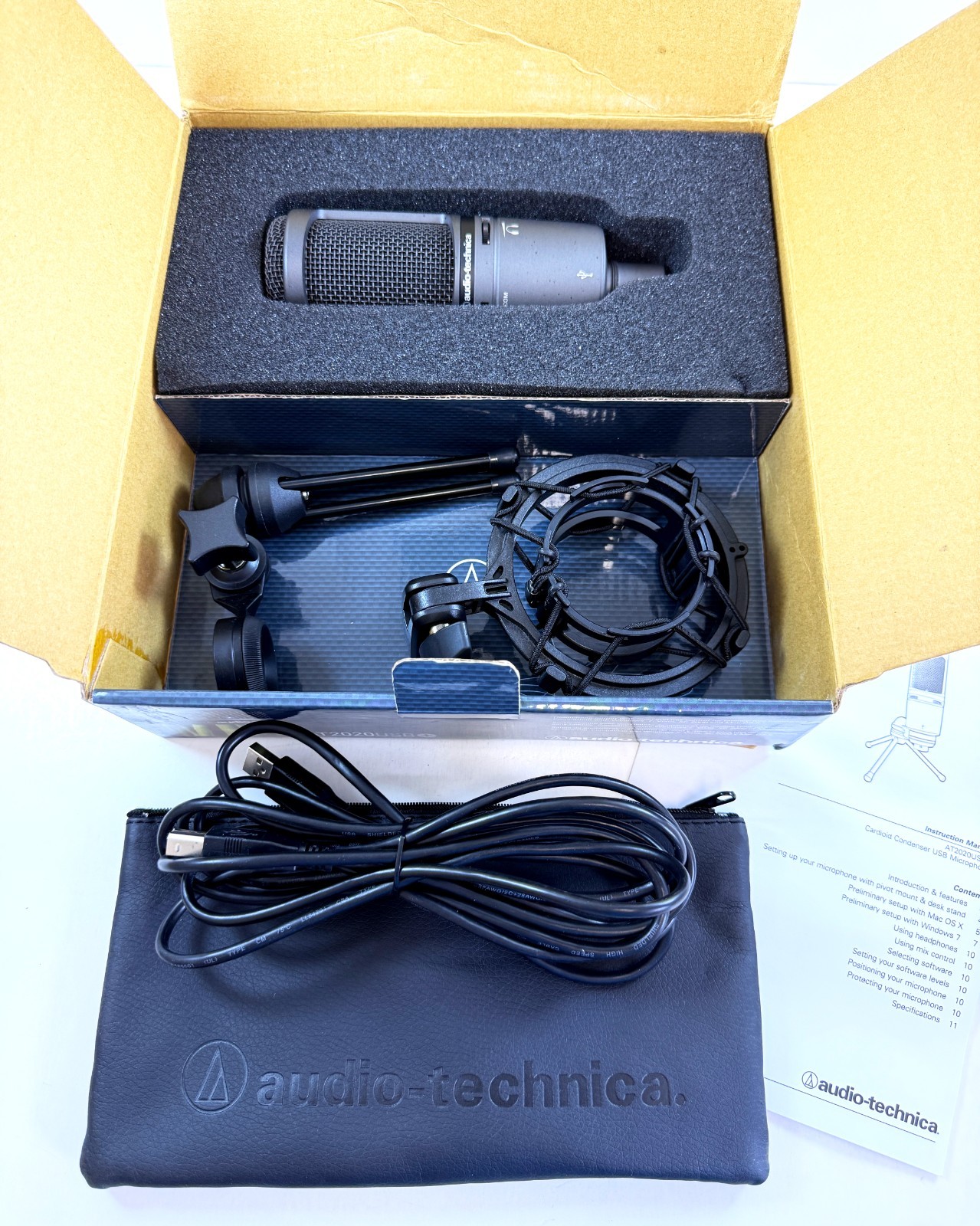 Audio-Technica AT2020USB+ Cardioid Condenser Microphone AT8458 Shock Mount SET