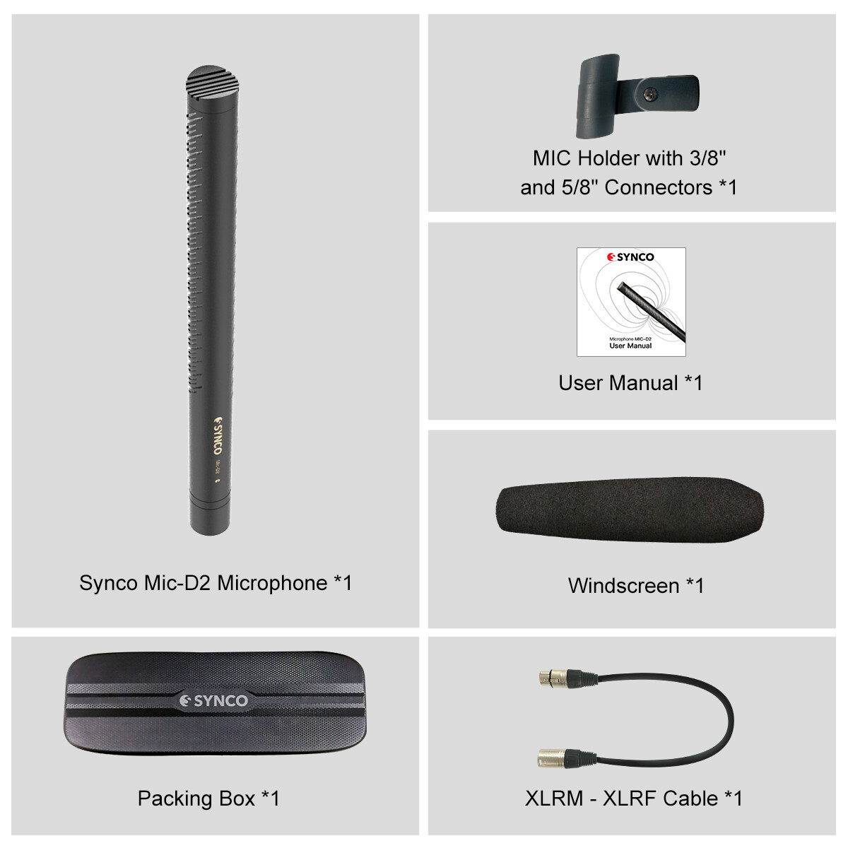 Shotgun Microphone, SYNCO-Mic-D2-Hyper-Cardioid-Directional-Condenser-Mic XLR