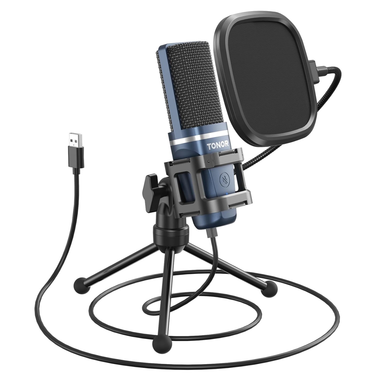 Plug and Play TC-777 USB Microphone with Adjustable Stand for Gamers & Creators
