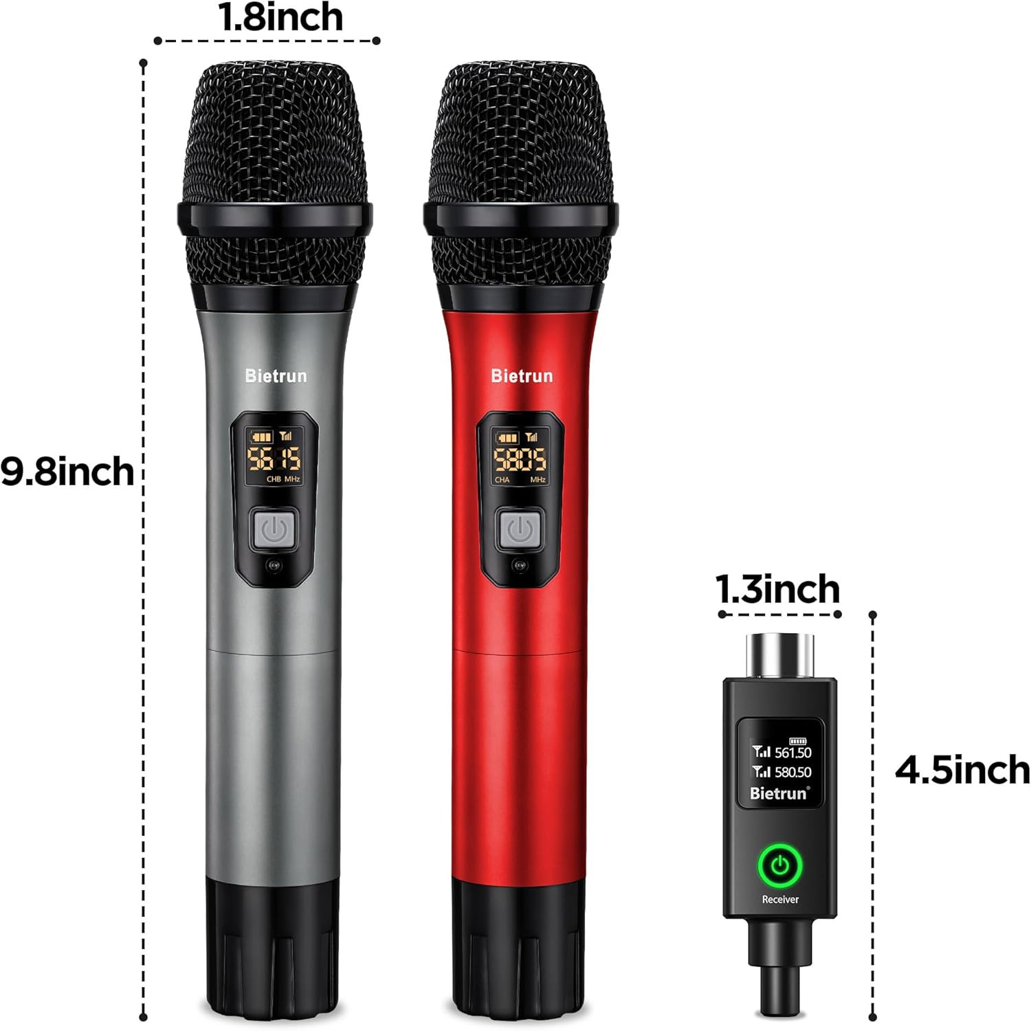Micrófono inalámbrico XLR, dinámico de mano dual UHF