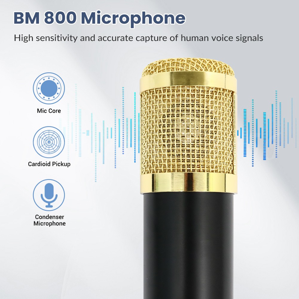 2 Condenser Microphone Podcast Equipment Bundle Studio Recording Kit Music Mixer