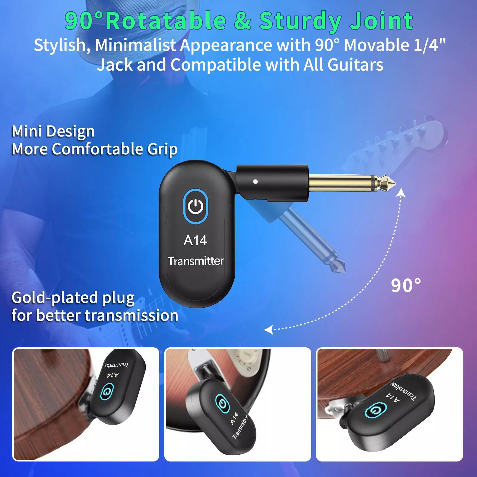 2.4GHz A14 Wireless Guitar System Audio Electric Guitar Transmitter Receiver