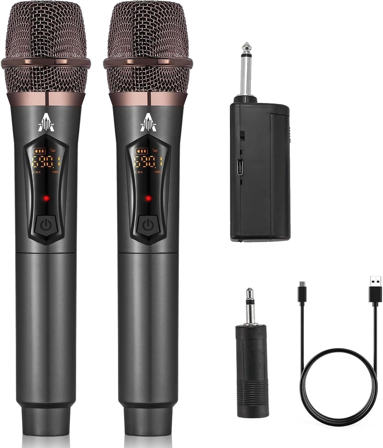 Wireless Microphone System Rechargeable 50H Battery 200ft Range Karaoke